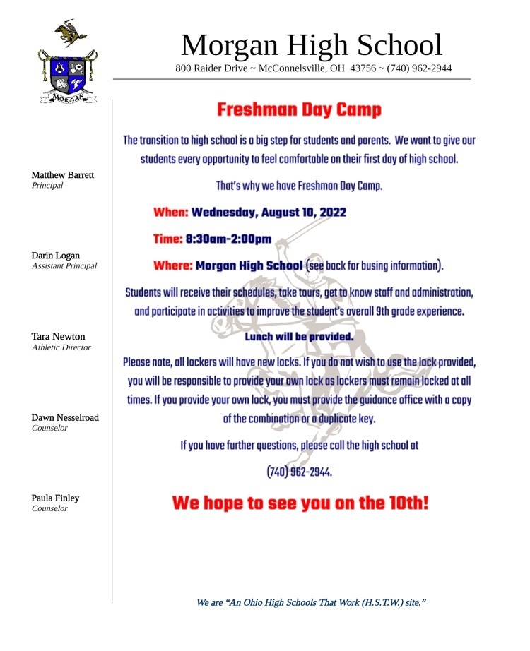 Freshman Day Camp Information 